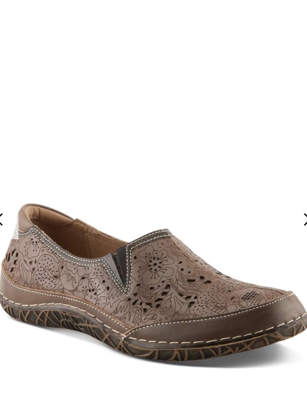 Spring Step Lartiste Brown Floral Laser-Cut Slip-On comfort Loafer size 40